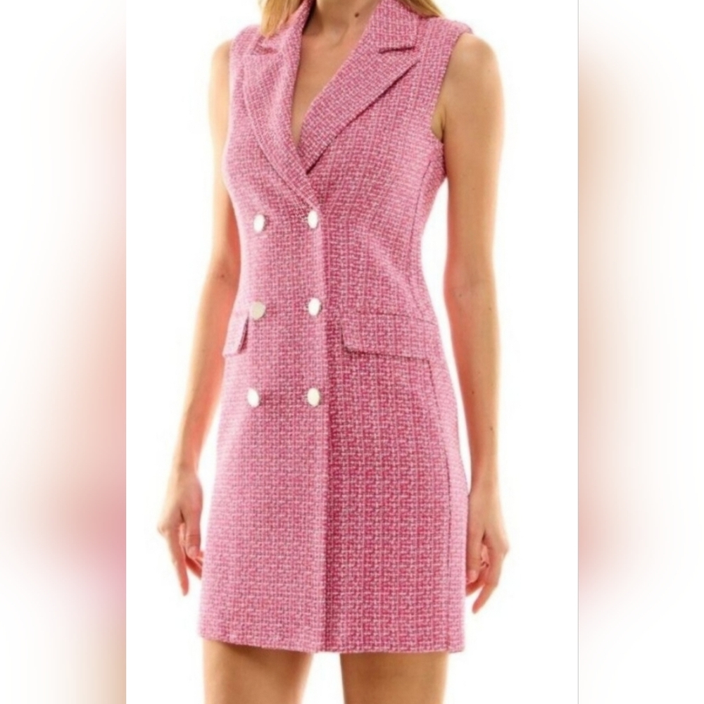 New With tag Nicole Miller Sleeveless Tweed Rose Blazer Dress Size 12